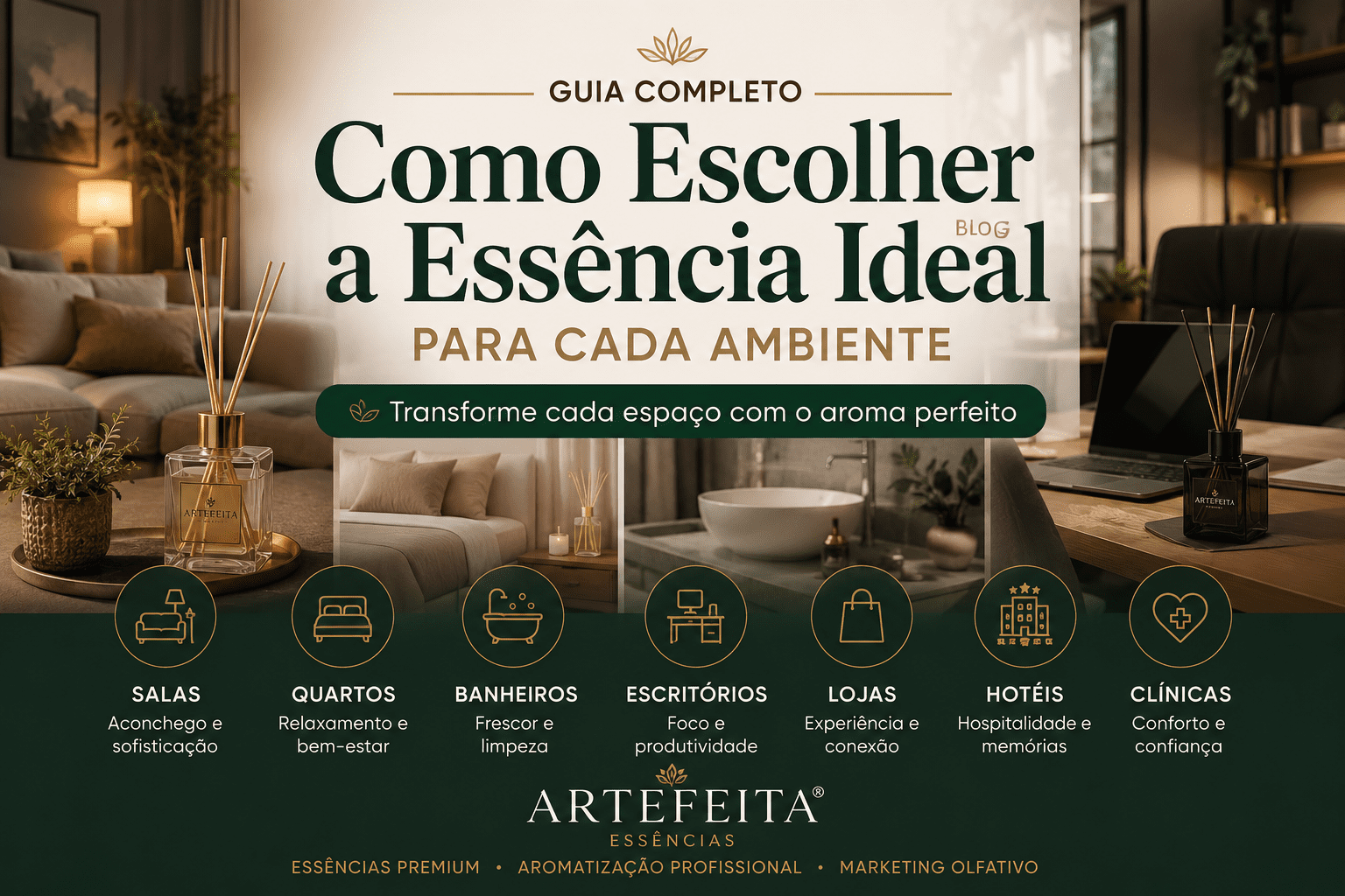 Como escolher a essência ideal para cada ambiente da casa, escritório, hotel ou loja.